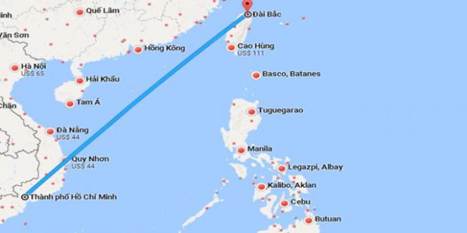 Đường bay từ Việt Nam sang Đài Loan